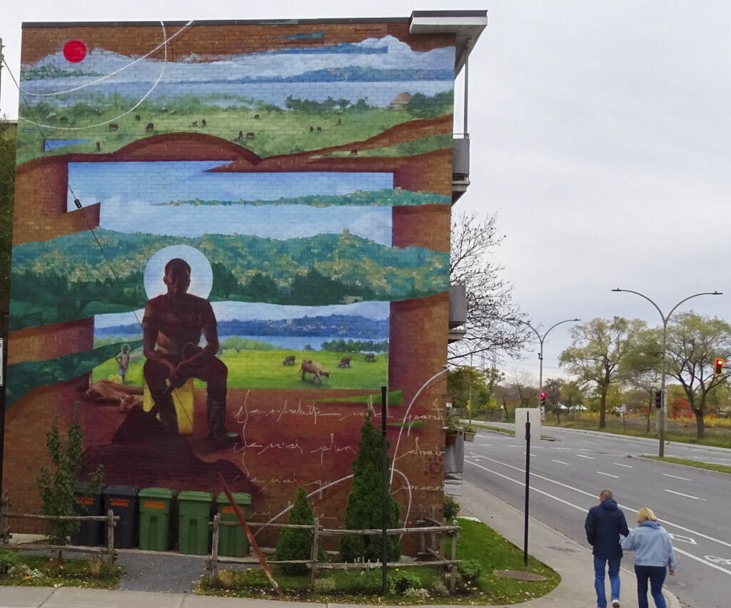 La grande murale, au 500 Henri-Bourassa Ouest, coin Hogue, réalisée par Monk.e (Source : Philippe Rachiele)