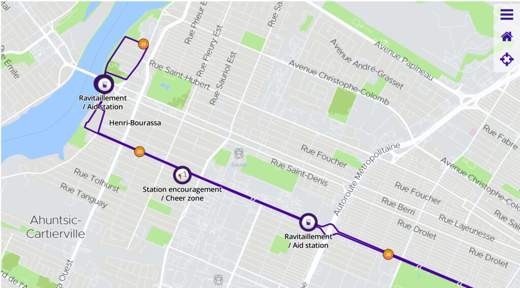 Le circuit du marathon à Ahuntsic-Cartierville