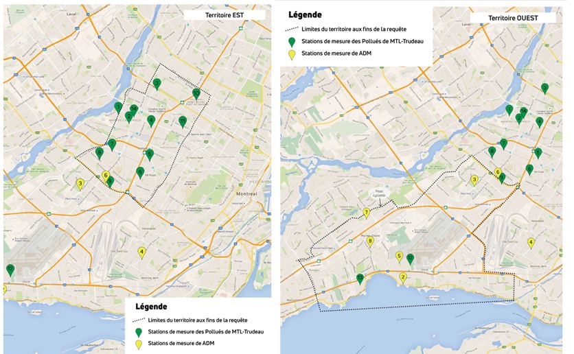 Territoire couvert par la demande de recours collectif des Pollués.