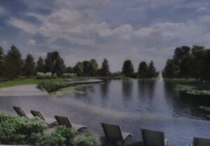 Vue de l'étang du parc Ahuntsic à partir de la nouvelle placette (Source : Ville de Montréal)